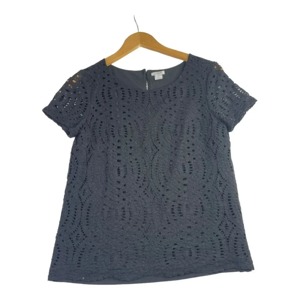 J.‎ Crew Laced Short Sleeve Blouse size 4 Black